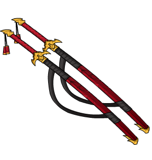 Sheathed Ruby Kitsune Katanas